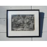 HAZEL BULLOCK (XX/XX1): A framed and glazed etching of sail boats, signed on the mount, 24.