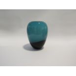 A Murano art glass oviform vase in turquoise and black. 25.