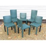 A set of six B&B Italia green leather Arcadia chairs by Paolo Piva,