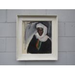 A framed oil on canvas portrait of an Arab, signed 'ELGE' bottom right,