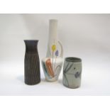 A Colin Kellam studio pottery vase, a sgraffito tall vase and West German vase No.