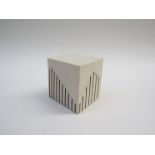 A Stephen R Jones R.A.C. 1980's limited edition porcelain irregular shaped cube box.