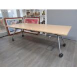 A Konig & Neurath of Germany folding board room table on aluminium base. 240cm x 100.