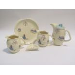 Five pieces of Beswick Ballet pattern ceramics - coffee pot,