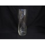 A clear lead crystal cylindrical floor vase with a wheel cut geometric design, 35.