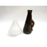 Pulegoso Italian glass vases in opaque colours 13.5cm and 21cm high.