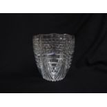 A mid 20th Century art clear glass vase with line and dot detail. 20.5cm high.
