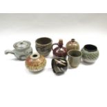 A collection of Studio Pottery to include Leach Pottery and Mashiko Yunomi,