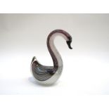 Dino Martens - A Fratellli Toso figure of a swan, internally decorated with black and white lines.