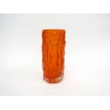 A Whitefriars Tangerine bark effect cylindrical glass vase by Geoffrey Baxter, 23.
