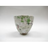 ROBIN WELCH (1936-2019): A Studio Pottery bowl with a thick whitish glaze and mottled green with