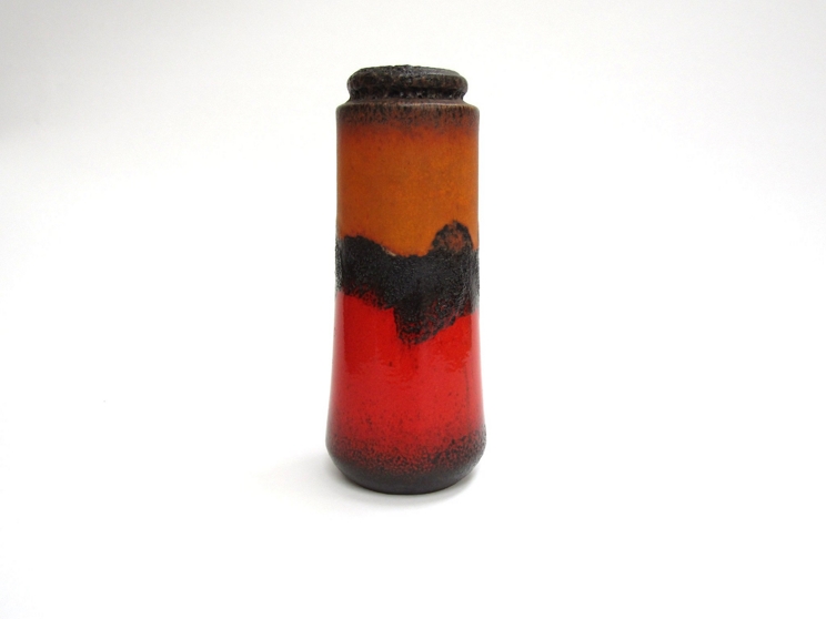 A Scheurich "Fat Lava" vase in orange and red glazes. No.