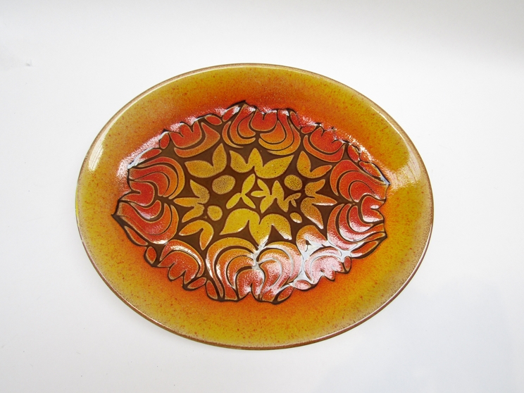 A Poole Pottery Aegean orange ground meat plate,