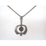 Swedish silver stylised apple form pendant and chain,