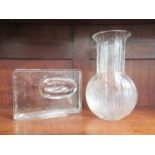 An Iittala of Finland textured clear glass vase by Timo Sarpaneva, 23.