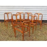 A set of seven Danish teak dining chair frames by Uldurn Mobelfabrik (Seats removed as do not