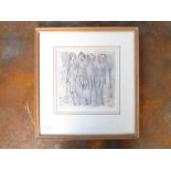 ANDRE BICAT (1909-1996): A framed and glazed coloured etching titled "Quartet", artists proof,