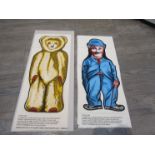A Bethnal Green Museum cut-out figures of Charlie Chaplin and Teddy Bear for Hulbert Fabrics