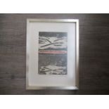 A framed and glazed abstract American Club of Madrid print, 'Yours & Mine', dated 1982,