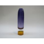 Graham Muir, vintage Scottish studio cased art glass vase, of torpedo form, signed G Muir to base.