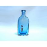 A Murano Sommerso style blue glass bottle vase with multi coloured cane inclusions, 35.