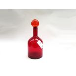 A Pols Potten of Holland modern red glass floor bottle and stopper.