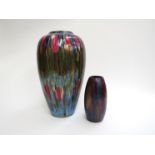 ANITA HARRIS (XX): A studio pottery large vase with brushed glazes in gold, red and blues.