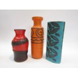 Three West German fat lava vases by Bay Keramik & Scheurich - orange 200/28,