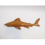 DAVE BROWN (XX) A Pitcairn Island carved figure of a shark in hardwood and sharks teeth.