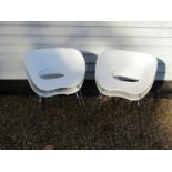 Ron Arad for Vitra - A set of four white 'Tom Vac' chairs on chrome legs (Seats are grazed and