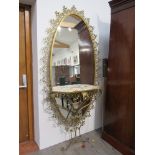 PIER LUIGI COLLI - A 1940's console mirror in gilded wrought iron and alabaster