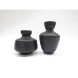 Two 1950's Austrian pottery matte black vases.