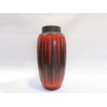 A West German fat lava floor vase by Scheurich, orange/red glazed design by A.Seide.