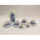 A Meakin Pacific pattern part tea set for four.