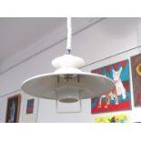 A Danish four tiered ceiling light in white,