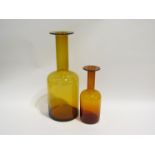 Two Holmegaard Gul vases in amber glass 39cm x 25cm high