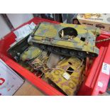 A collection of mostly Tamiya plastic model tank parts