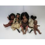 Six assorted dolls including bisque,
