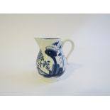 A Lowestoft porcelain blue and white painted baluster sparrow beak cream jug in "Triangular Gate"