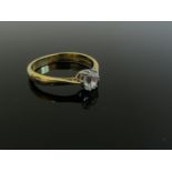 An 18ct gold old cut diamond solitaire ring, 0.65ct approx. Size Q, 3.