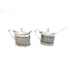 Two silver mustard pots including Chester 1900, makers marks rubbed,