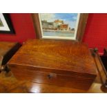 A Victorian flamed mahogany sewing box, compartment interior, 12cm high, 36cm wide,