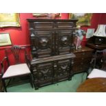 A 17th Century and later oak three section chest on chest,