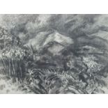 GABRIEL WHITE (1902-1988): A framed and glazed charcoal study on paper, landscape scene.