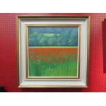 RONALD DURBAN (1932): Norwich Artist, "Poppy Field", oil on board,
