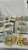 A mixed lot of old postcards, loose and in album, topographical, humorous etc.