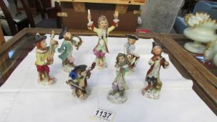 A seven piece Meissen style monkey band.