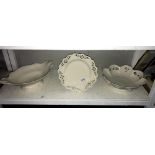 A Royal Creamware dish and 2 others.
