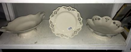 A Royal Creamware dish and 2 others.