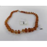 A vintage amber necklace.